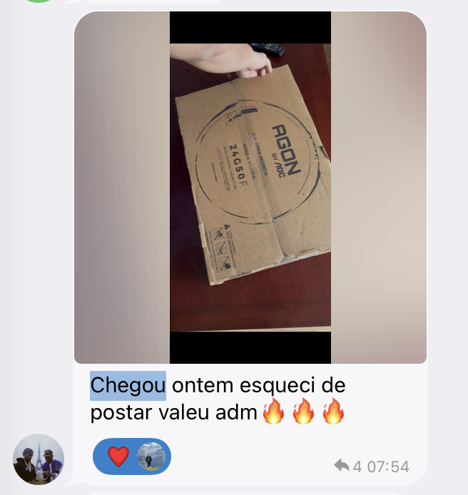 Depoimento: monitor AGON entregue
