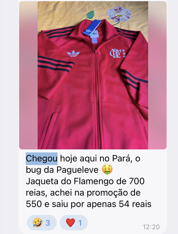 Depoimento: jaqueta do Flamengo por R$54 na promoção